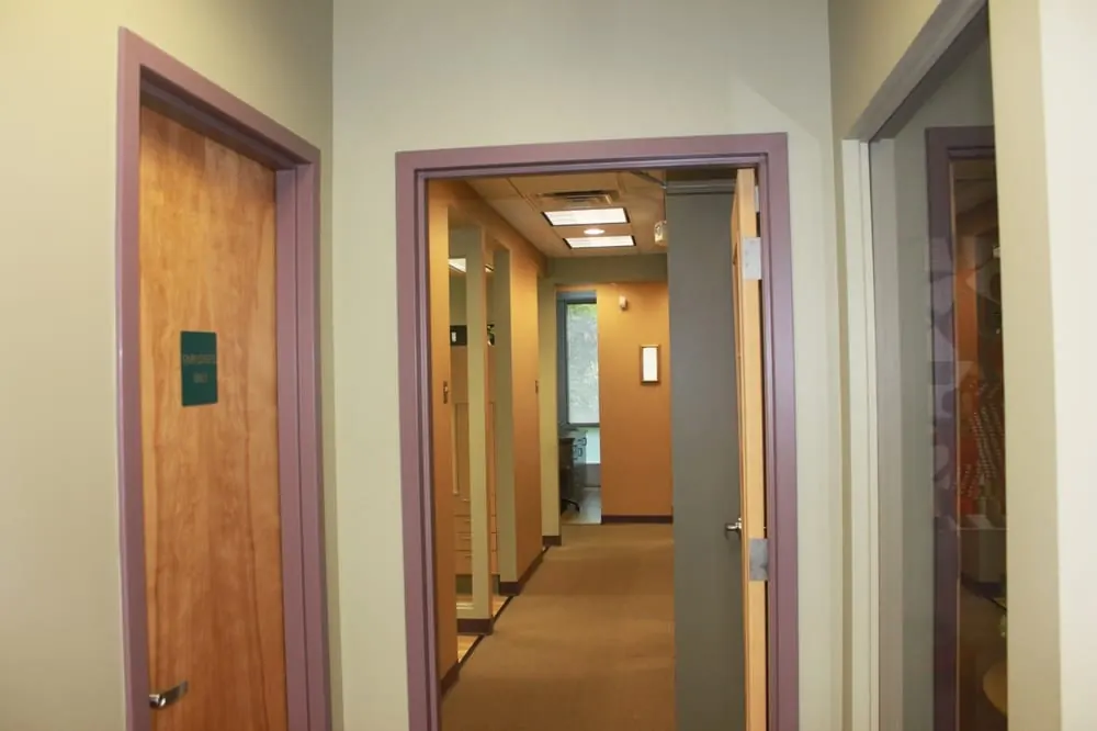The corridor to the treatment rooms at Twin Hickory Dental.